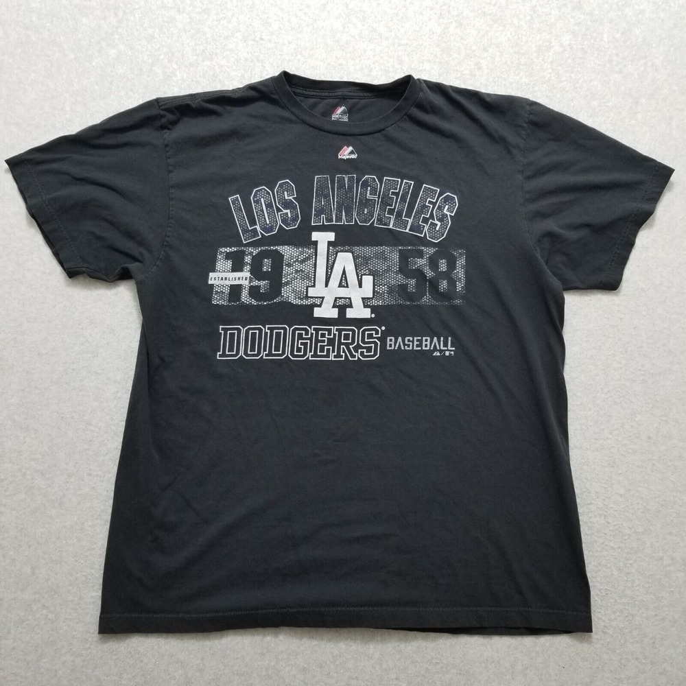 LA Dodgers Shirt Mens Black XL Short‎ Sleeve Majestic Los Angeles Baseball